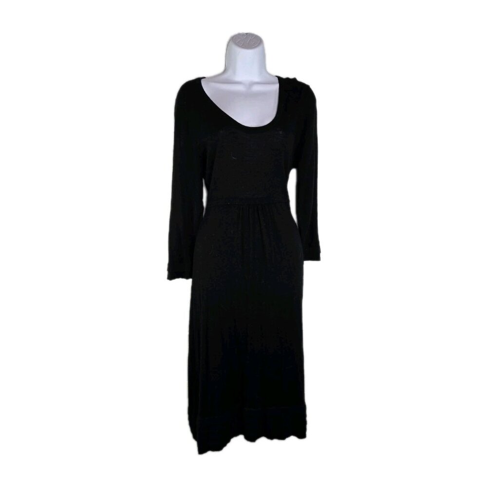 Boden Black Wool Long Black Midi Sweater Dress us 12 LONG TALL